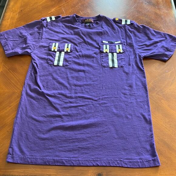 Atti Mens Purple Knit Shirt with Pockets and Epaulettes - Picture 1 of 10